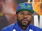 LAS VEGAS, NEVADA - MAY 07: Boxer Floyd Mayweather Jr. speaks during a news conference to announce an upcoming full-contact exhibition match against kickboxer Mike Zambidis at the Mayweather Boxing Club on May 07, 2026 in Las Vegas, Nevada. Candice Ward/Getty Images/AFP (Photo by Candice Ward / GETTY IMAGES NORTH AMERICA / Getty Images via AFP)