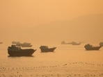 FILE PHOTO: Vessels at the Strait of Hormuz, as seen from Musandam, Oman. 
