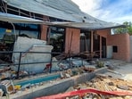 A damaged building is seen following a 6.7 magnitude earthquake in Palu, Central Sulawesi, Indonesia.