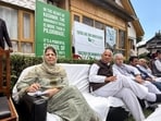 PDP president Mehbooba Mufti during her visit to Pahalgam ahead of the annual Amarnath Yatra, appealing locals to warmly welcome Hindu pilgrims, in Pahalgam on Monday. (ANI)
