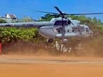 An Indian Army helicopter conducted a trial landing at the Tirunelveli Armed Reserve Ground in Tamil Nadu as part of preparations to transport NEET re-exam papers to examination centres at the last minute to prevent leaks