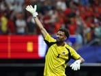 Cape Verde's Vozinha celebrates after the match against Spain. 