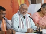 UP minister Suresh Khanna addressing media persons in Lucknow on Tuesday. (HT Photo)