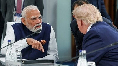 Prime Minister Narendra Modi interacts with US President Donald Trump at the G7 Summit, in Evian on Tuesday. (@narendramodi X) Prime Minister Narendra Modi interacts with US President Donald Trump at the G7 Summit, in Evian on Tuesday. (@narendramodi X)