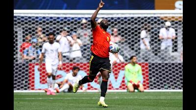 Belgium's Romelu Lukaku celebrates his team’s goal on Monday. (Reuters) Belgium's Romelu Lukaku celebrates his team’s goal on Monday. (Reuters)