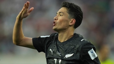 New Zealand regained the advantage shortly after the restart, with Chris Wood threading a perfectly weighted through ball into the path of Elijah Just, who took full advantage and fired an emphatic finish beyond the goalkeeper. (AP Photo)