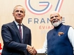 Canadian Prime Minister Mark Carney with Indian Prime Minister Narendra Modi at the G7 summit in Evian-les-Bains, France, on Tuesday. (AP)