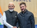PM Modi with Ukraine President Volodymyr Zelensky in Evian, France. 