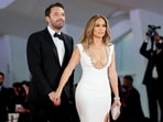 Jennifer Lopez and Ben Affleck at the 78th Venice Film Festival during the premiere screening of the film The Last Duel on September 10, 2021.