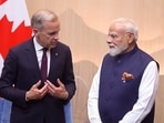 Prime Minister Narendra Modi with his Canadian counterpart Mark Carney on the sidelines of the G7 summit in France.