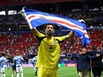 Cape Verde's Vozinha celebrates after the match 
