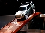 Jaguar Land Rover Defender 90 is pictured at a steep track during a demo at the Frankfurt Motor Show.