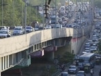 The traffic congestion on the Ring Road near Ashram Chowk in Delhi on Tuesday. (Raj K Raj /HT Photo)