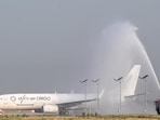 With the arrival of the Boring flight on Wednesday, cargo operations have commenced at the Noida international Airport. (HT Photo)