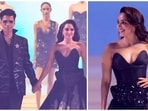 Kiara Advani and Karan Johar for Rahul Mishra's showcase. 