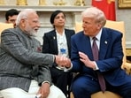 US President Donald Trump shakes hands with Prime Minister Narendra Modi. 