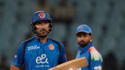 Seasoned batter Rahmat Shah was the only Afghan who showed resistance. He was last to go. He made 79. Darwish Rasooli didn't come out to bat again on account of an injury he had picked up earlier while fielding. (AP Photo/Manish Swarup) Seasoned batter Rahmat Shah was the only Afghan who showed resistance. He was last to go. He made 79. Darwish Rasooli didn't come out to bat again on account of an injury he had picked up earlier while fielding. (AP Photo/Manish Swarup)