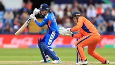 India's Smriti Mandhana bats during the Women's T20 World Cup against Netherlands in Leeds. (AP)