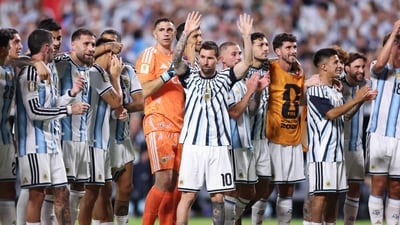 Lionel Messi and players of Argentina line up to applaud fans after the team's 3-0 victory in the FIFA World Cup 2026 clash. (Getty Images via AFP) Lionel Messi and players of Argentina line up to applaud fans after the team's 3-0 victory in the FIFA World Cup 2026 clash. (Getty Images via AFP)