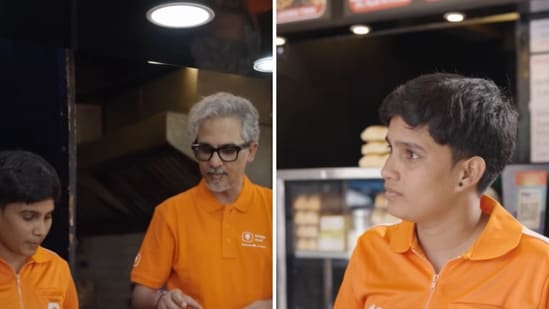 Swiggy delivery partner Khusboo with Swiggy Food Marketplace Rohit Kapoor. (LinkedIn/Rohit Kapoor)