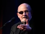 Salman Rushdie speaks during the opening of the 