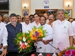 Karnataka CM DK Shivakumar congratulates five Congress candidates, Thippannappa Kamknoor, PV Mohan, BK Hariprasad (KPCC president), Shivanna B S, and Vinay Karthik Prakash, who emerged victorious in the Legislative Council seats that went to polls.