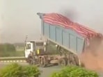 Police officials said that they were informed that a truck driver allegedly drove on the wrong side to evade Regional Transport Office checking. But officials denied any such checking was held. (HT Photos/Video grab)
