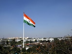The Tricolour hoisted at Central Park in Connaught Place, New Delhi.