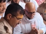 UP Congress chief Ajay Rai in Ayodhya on Thursday. (Sourced)