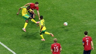 South Africa almost made it 2-1 in added time, but failed to convert their chances. (Getty Images via AFP) South Africa almost made it 2-1 in added time, but failed to convert their chances. (Getty Images via AFP)