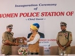 New Delhi, Jun 19 (ANI): Delhi Police Commissioner Satish Golchha presents a memento to Delhi Lt. Governor Taranjit Singh Sandhu during the inauguration ceremony of the first full-fledged women's police station at the Subzi Mandi police station complex of North Delhi, in New Delhi on Friday. Senior police officers also presents.