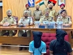 LThe accused in the custody of Ludhiana police on Friday. (HT Photo)