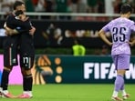 Mexico's Orbelin Pineda celebrates with Santiago Gimenez as South Korea's Eom Ji-sung looks dejected after the match. (Reuters)