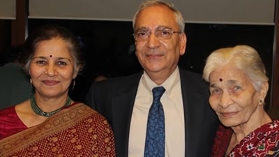 Suhasini Mulay with her husband Atul and mother. Suhasini Mulay with her husband Atul and mother.