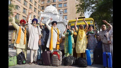 Earlier, another batch of over 500 Sikh pilgrims crossed over to Pakistan for events related to the death anniversary of Guru Arjan Dev on June 10 and returned on June 19. (HT File)