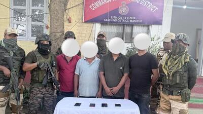The KCP (PWG) cadres were arrested from their respective residences of Imphal East district. (HT photo) The KCP (PWG) cadres were arrested from their respective residences of Imphal East district. (HT photo)