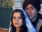 Ameesha Patel and Sunny Deol in a still from Gadar.