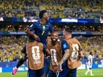 Vinicius' strike came in stoppage time before the break when he ran onto Lucas Paqueta’s ball over the top and finished low past the charging Placide.&nbsp;(AP Photo)