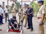 Police and security personnel make arrangements ahead of the NEET-UG re-examination. (PTI (Representative Photo))