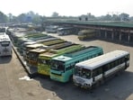 The decision to defer the protest was taken during a state committee meeting of the Punjab Roadways, Punbus and PRTC Contract Workers Union held at Isru Bhawan in Ludhiana. (HT Photo)