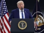 The president also referred to "86 47" being etched into a nearby stretch of grass before claiming the newly renovated pool had been deliberately damaged.