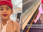 Dressed in Emirates uniform, five-year-old Ayla steals hearts online.