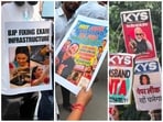 Posters seen at CJP protest led by founder Abhijeet Dipke at Jantar Mantar in Delhi.
