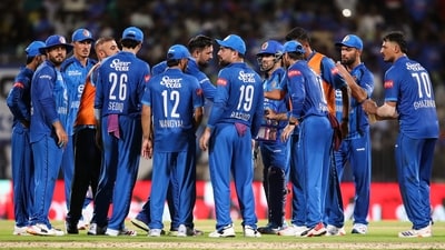For Afghanistan, Mohammad Nabi took a wicket. (ANI Pic Service) For Afghanistan, Mohammad Nabi took a wicket. (ANI Pic Service)
