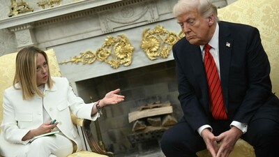 Trump insists Italian PM Meloni 'asked, over and over' for photo with him at G7. (AFP) Trump insists Italian PM Meloni 'asked, over and over' for photo with him at G7. (AFP)