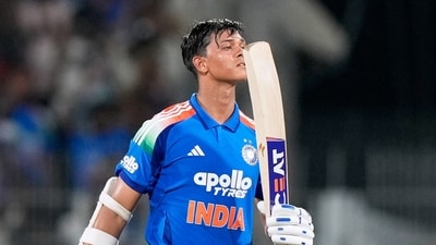 Yashasvi Jaiswal remained unbeaten on 110 vs Afghanistan in the 3rd ODI. (AP Photo/Mahesh Kumar A.) Yashasvi Jaiswal remained unbeaten on 110 vs Afghanistan in the 3rd ODI. (AP Photo/Mahesh Kumar A.)