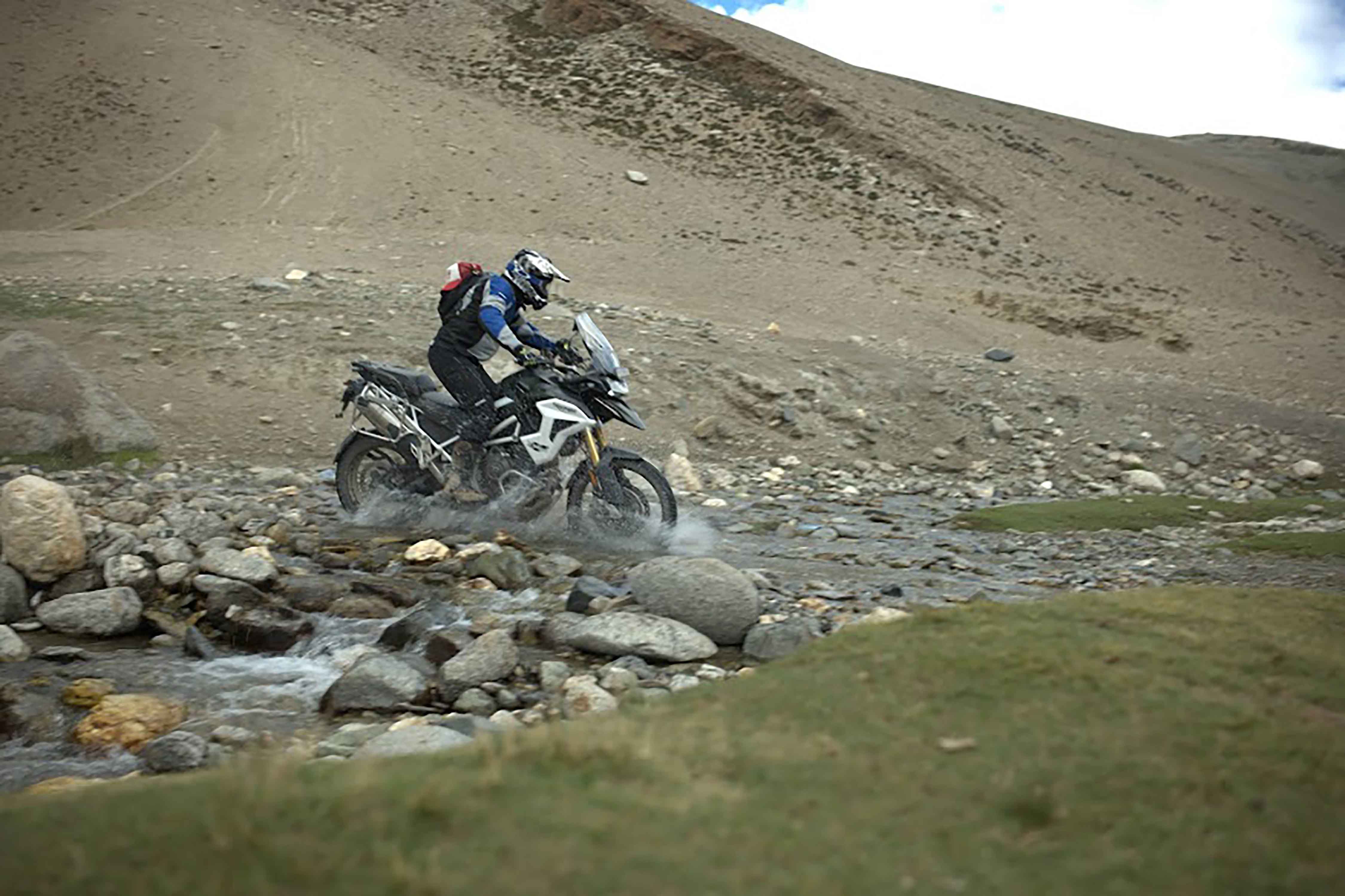 Amit riding through the tough terrain of Kharnak Valley Amit riding through the tough terrain of Kharnak Valley