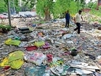 A garbage collection point near GLADA Ground in Ludhiana on Saturday. (Gurpreet Singh/HT)