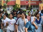 Aspirants leave from exam centre after appearing for the NEET-UG 2026 re-examination, in New Delhi on Sunday.