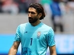 Alireza Beiranvand in action against Belgium in Los Angeles.